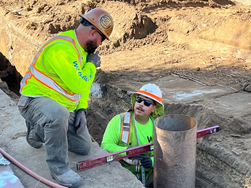 Cal Water workers replace pipes on Bradley and Acequia as part of Cal Water's 2025-2027 Infrastructure Improvement Plan.