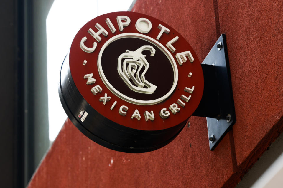 Chipotle logo is seen in New York City, United States on July 16, 2024. (Photo by Jakub Porzycki/NurPhoto via Getty Images)