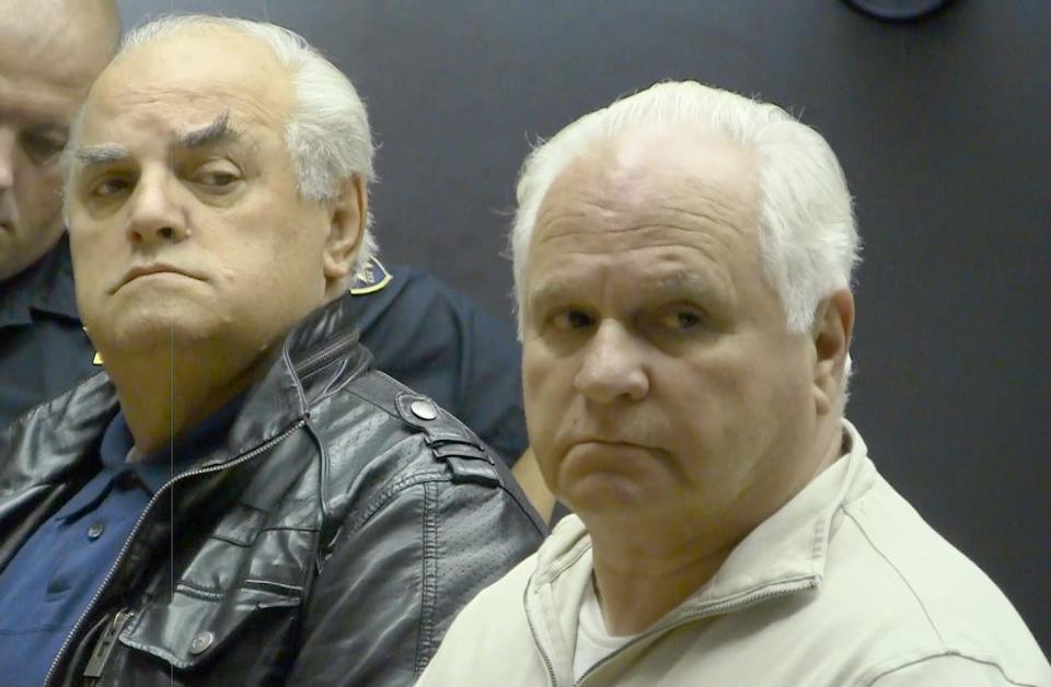 Edward Lato, right, appears with Frank "Bobo" Marrapese at a May 2011 arraignment at District Court in Providence.