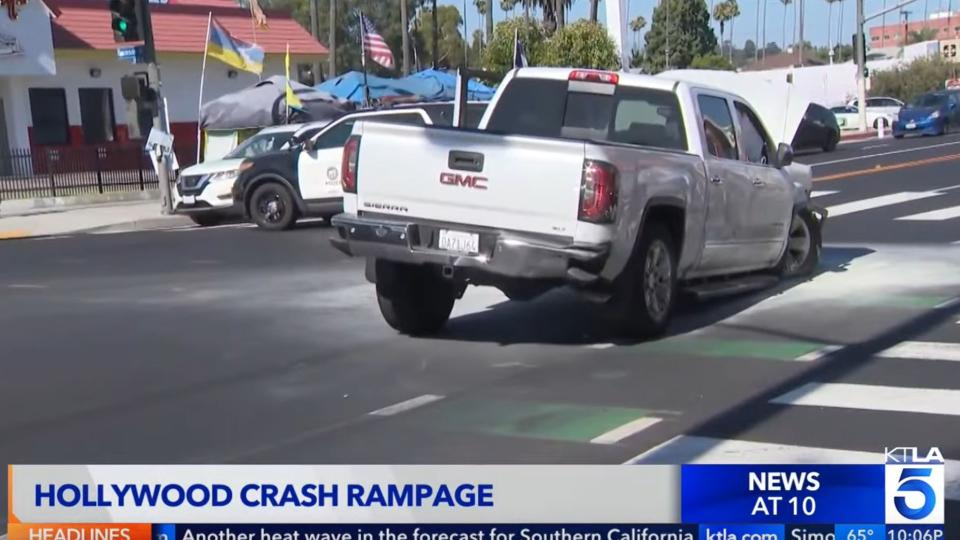 GMC Sierra Hits Almost Two Dozen Cars While Fleeing Police