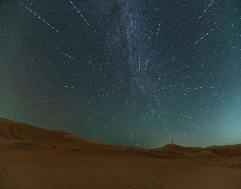 The Perseid meteor shower isseen over Inner Mongolia, China, in 2023. 