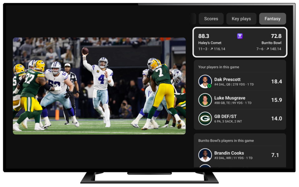 Now you can track your Yahoo Fantasy team and watch the game, all in one place. Only on YouTube TV.