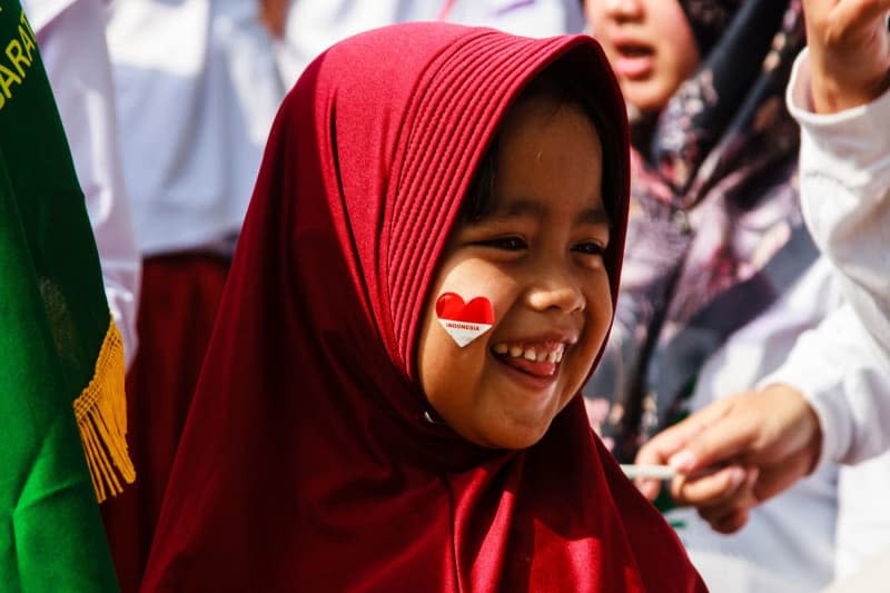 Indonesian students take part in a ceremony for Indonesia's 79th Independence Day in Tebing Hawu, Bandung, West Java. Algi Febri Sugita/ZUMA Press Wire/dpa