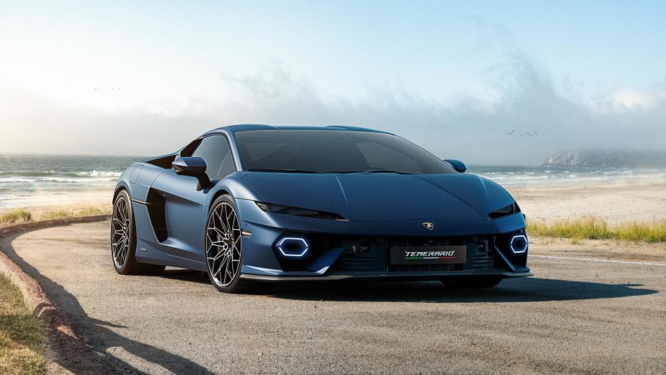 The new Lamborghini Temerario in Pebble Beach, California. (credit: Lamborghini)