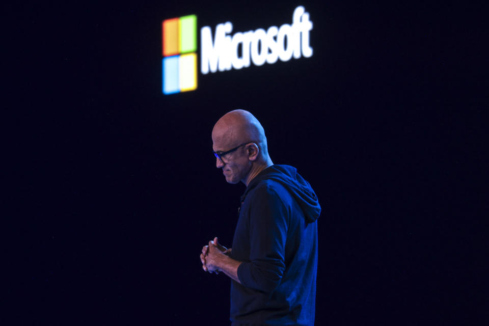 Microsoft CEO Satya Nadella speaks during the Microsoft Build conference at Seattle Convention Center Summit Building in Seattle, Washington, on May 21, 2024. (Photo by Jason Redmond / AFP) (Photo by JASON REDMOND/AFP via Getty Images)