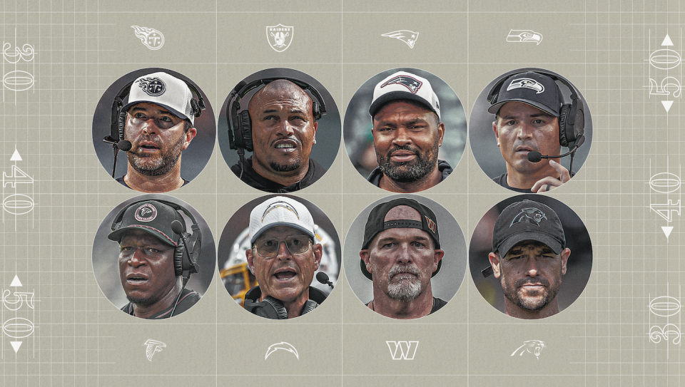 These are the eight new NFL head coaches for the 2024 season. (Mallory Bielecki/Yahoo Sports)