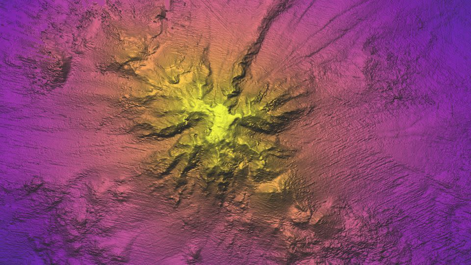 The seamount covers an area of about 70 square kilometers. - Schmidt Ocean Institute