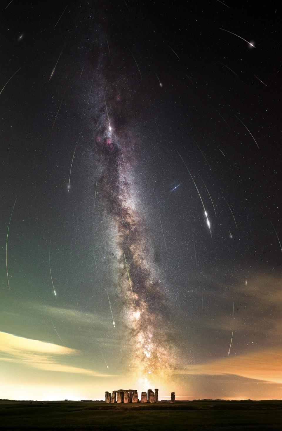 Astrophotographer Josh Dury captured a photo of the Perseids meteor shower's 