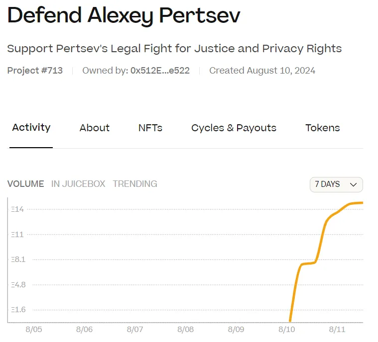 Tornado Cash Pertsev's Defense Fund. 