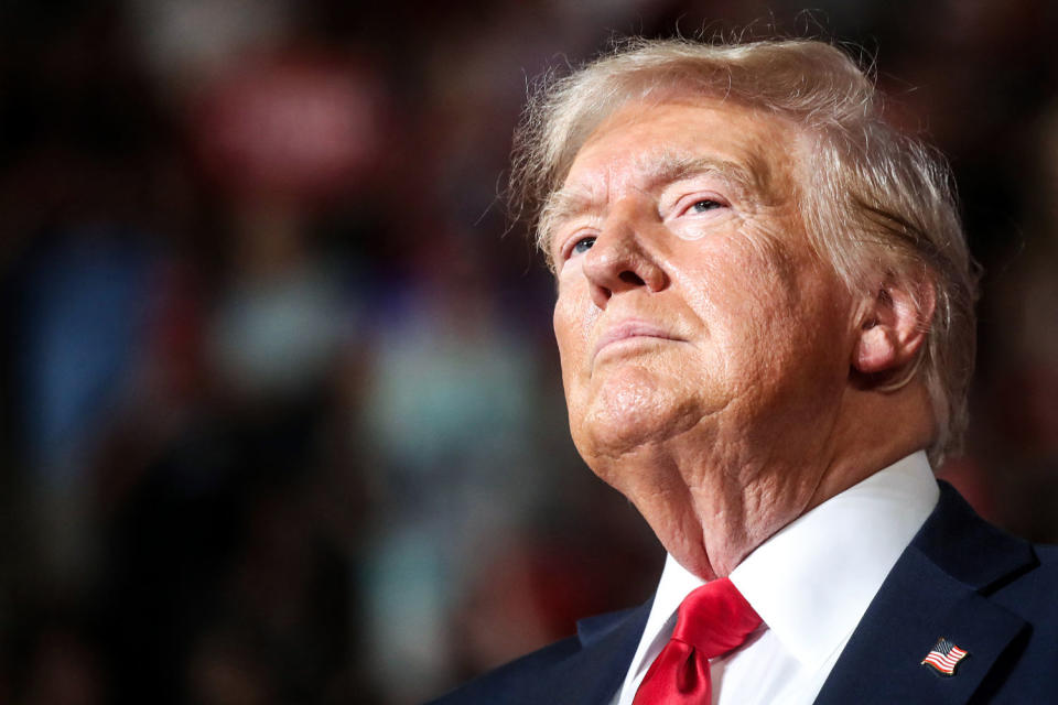 Close up of Donald Trump looking ahead (Spencer Platt / Getty Images file)