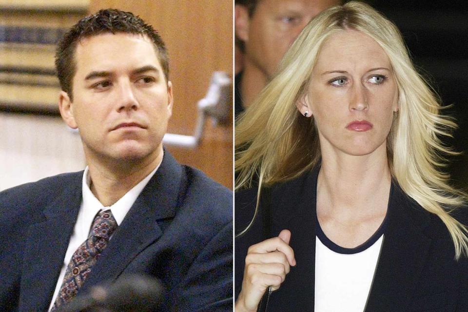 <p>Al Golub-Pool/Getty; Lou Dematteis-Pool/Getty</p> Scott Peterson appears at a hearing in Stanislaus County Superior Court September 2, 2003 in Modesto, California ; Amber Frey leaves the San Mateo County Courthouse after her second day of testimony in the Scott Peterson double murder trial on August 11, 2004 in San Mateo, California