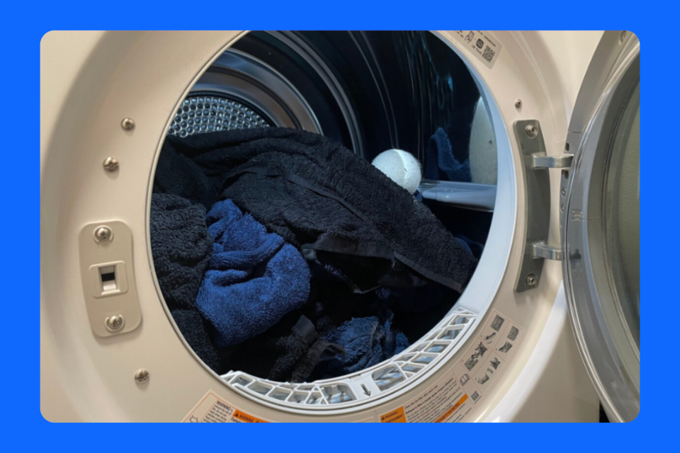 A washing machine filled with wet towels, tested for the Best Bath Towels of 2024.