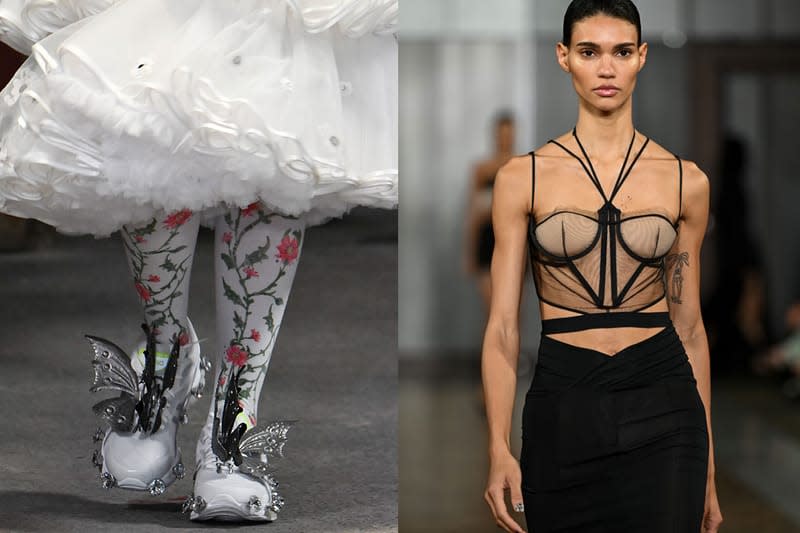 london fashion week runway mains skepta harri inflatable balloon bodies woman sheer mesh