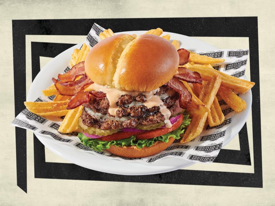 On National Cheeseburger Day, Sept, 18, Denny’s Rewards members get 20% off any burger including the limited-time offer, Beetlejuicy Burger, made with three quarter-pound patties.