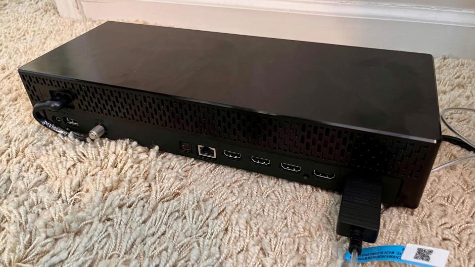 A photo of the One Connect box that houses the TV's ports and power supply.