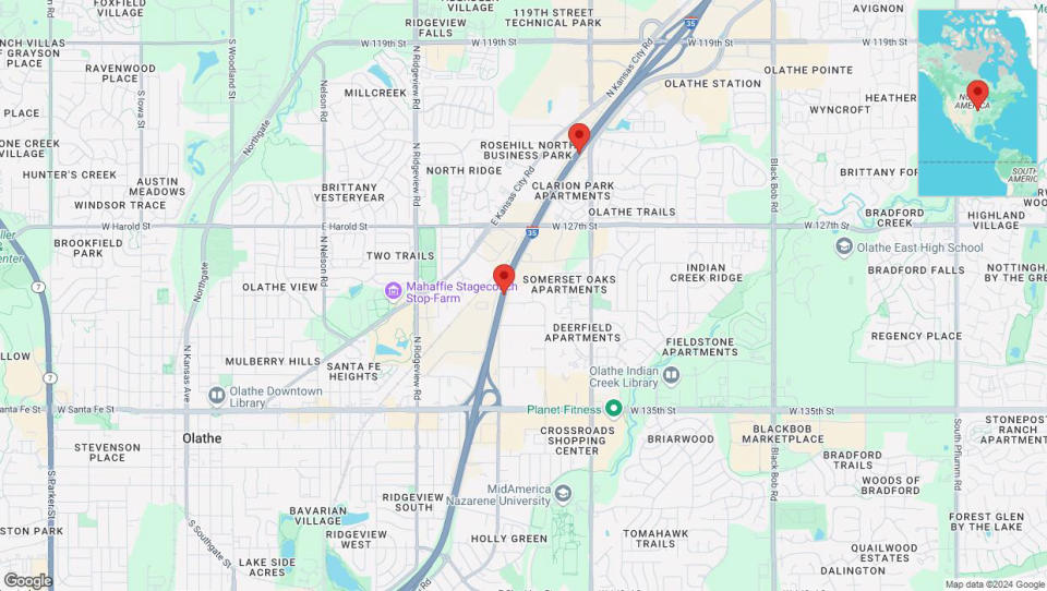 A detailed map that shows the affected road due to 'Crash report: I-35' on September 20th at 8:42 p.m.