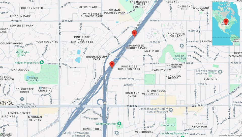 A detailed map that shows the affected road due to 'Crash report: Switzer Bypass' on September 20th at 5:26 p.m.