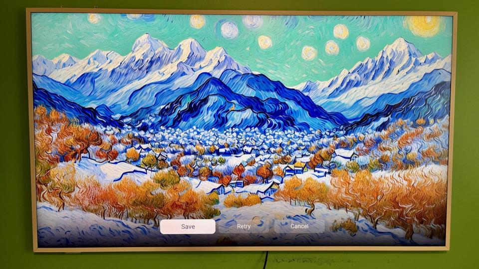 A photo showing an example of AI-generated art on the TCL Nxtframe