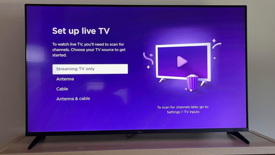 A photo of the live-TV setup screen.