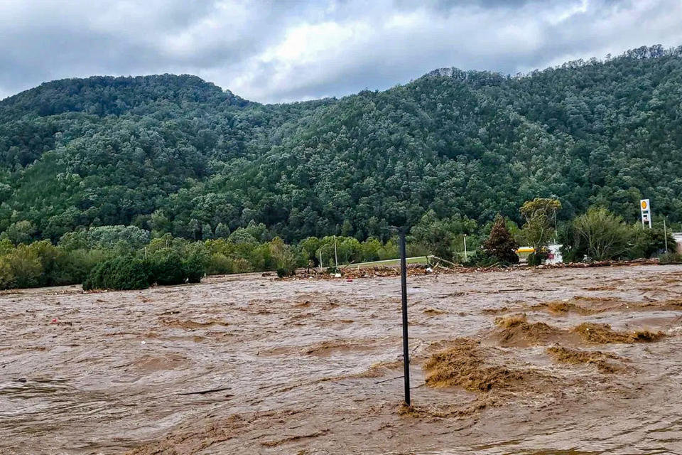 Rising water from the Nolichucky River. (Courtesy Erwin Police Chief Regan Tilson)