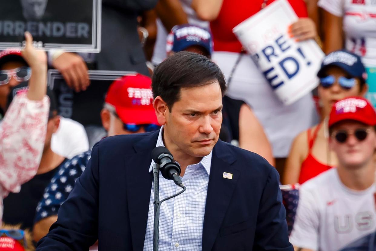 <span>Marco Rubio speaks during Donald Trump's campaign event at Trump National Doral golf club in Miami, Florida, in July.</span><span>Photograph: Eva Marie Uzcategui/Getty Images</span>