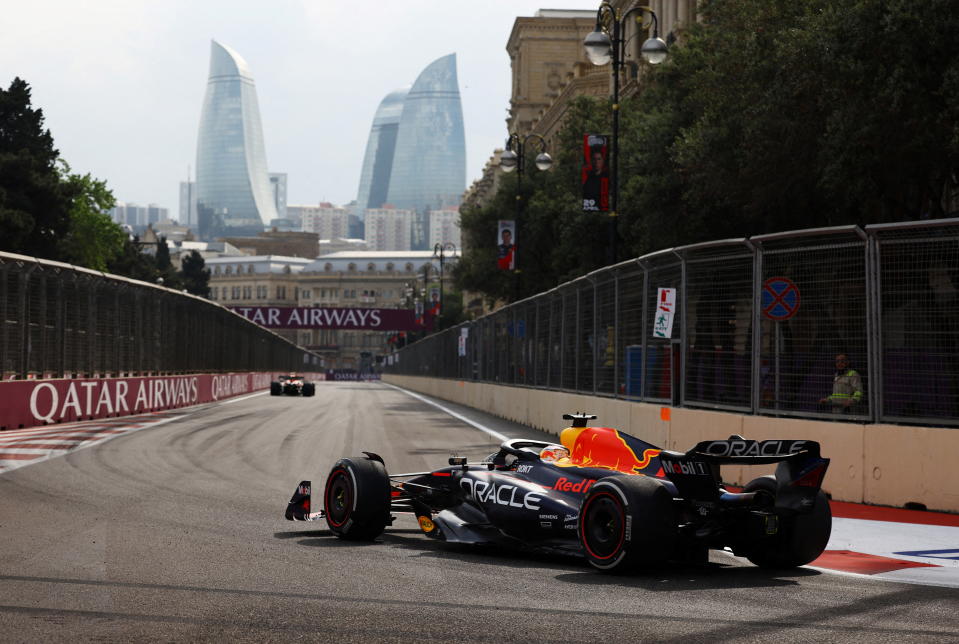 Formula One F1 - Azerbaijan Grand Prix - Baku City Circuit, Baku, Azerbaijan - April 30, 2023 Red Bull's Max Verstappen in action during the race REUTERS/Lisi Niesner     TPX IMAGES OF THE DAY