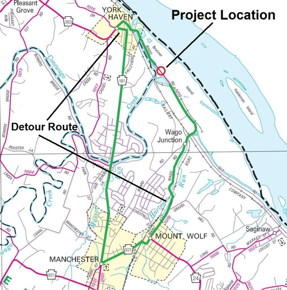 The Wago Road bridge in East Manchester Township will be closed this weekend as crews set up a long-term, single-lane traffic pattern for construction work.