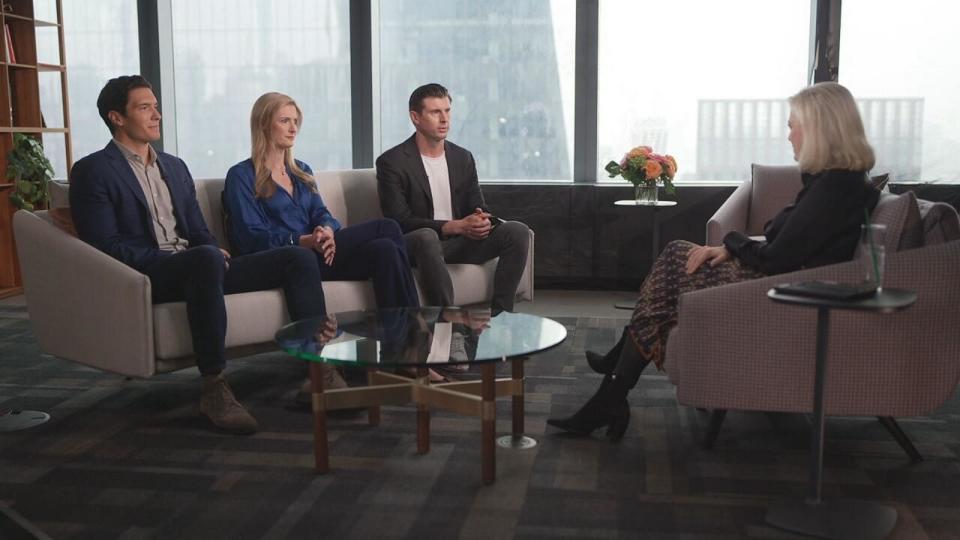 PHOTO: ABC News' Diane Sawyer speaks with Will Reeve, left, Alexandra Reeve, center, and Matthew Reeve about the documentary, 'Super/Man: The Christopher Reeve Story.' (ABC News)