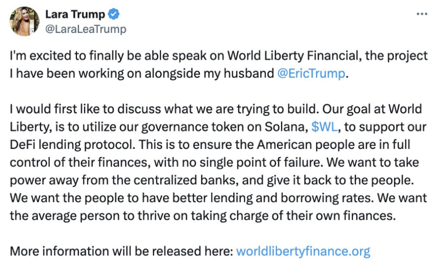 Lara Trump Post Mentioning Solana, Source X