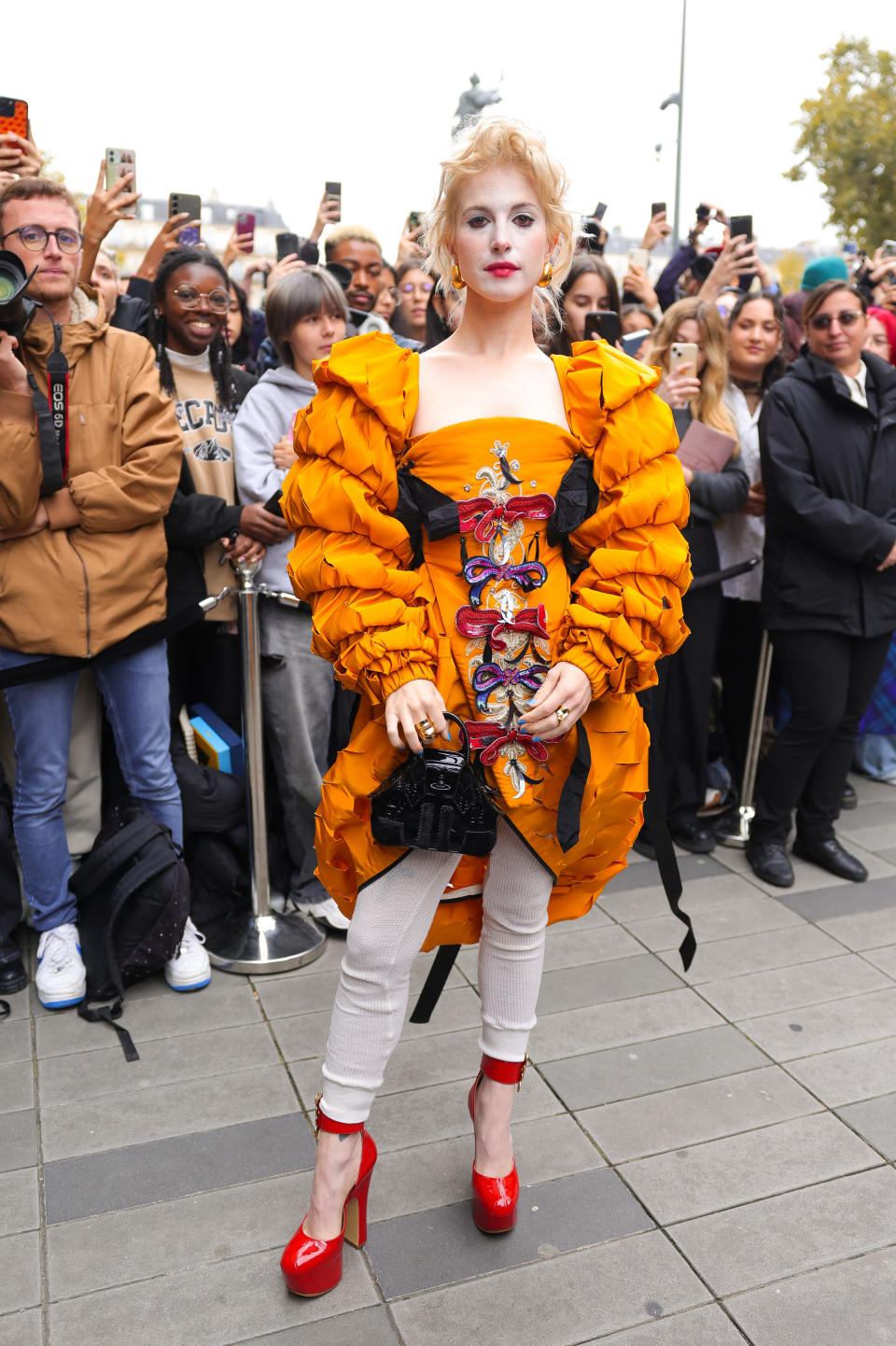 Hayley Williams, Vivienne Westwood, Paris Fashion Week, platform, heels, dress, bows