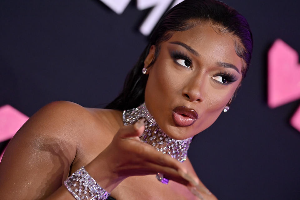 NEWARK, NEW JERSEY - SEPTEMBER 12: Megan Thee Stallion attends the 2023 MTV Video Music Awards at Prudential Center on September 12, 2023 in Newark, New Jersey. (Photo by Axelle/Bauer-Griffin/FilmMagic)