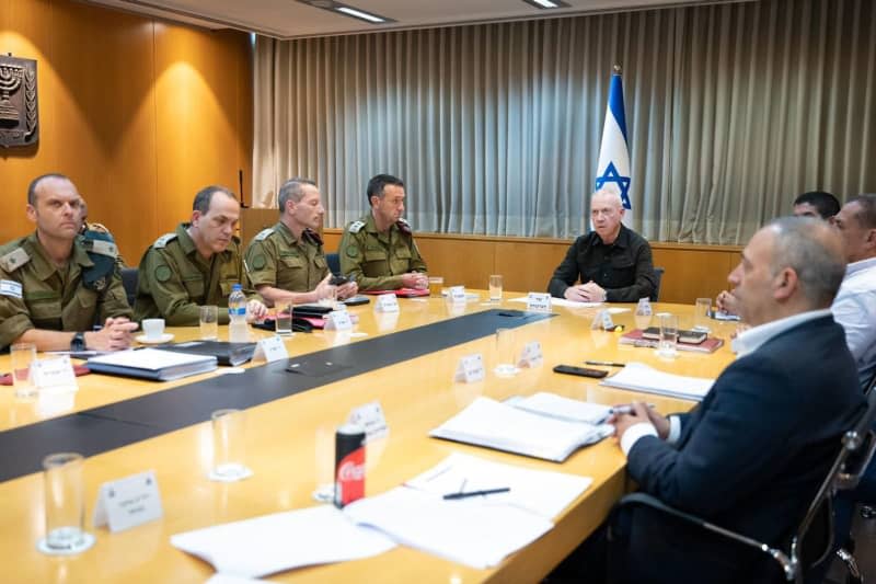 Israeli Minister of Defense Yoav Gallant holds a briefing on the various possible developments in the campaign against Hezbollah on Israel’s northern border. Shira Keinan/GPO/dpa