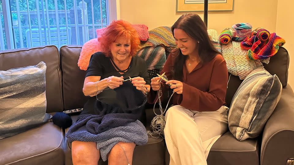 Lea Horowitz knits with granddaughter Riane Lumer. - Courtesy Riane Lumer