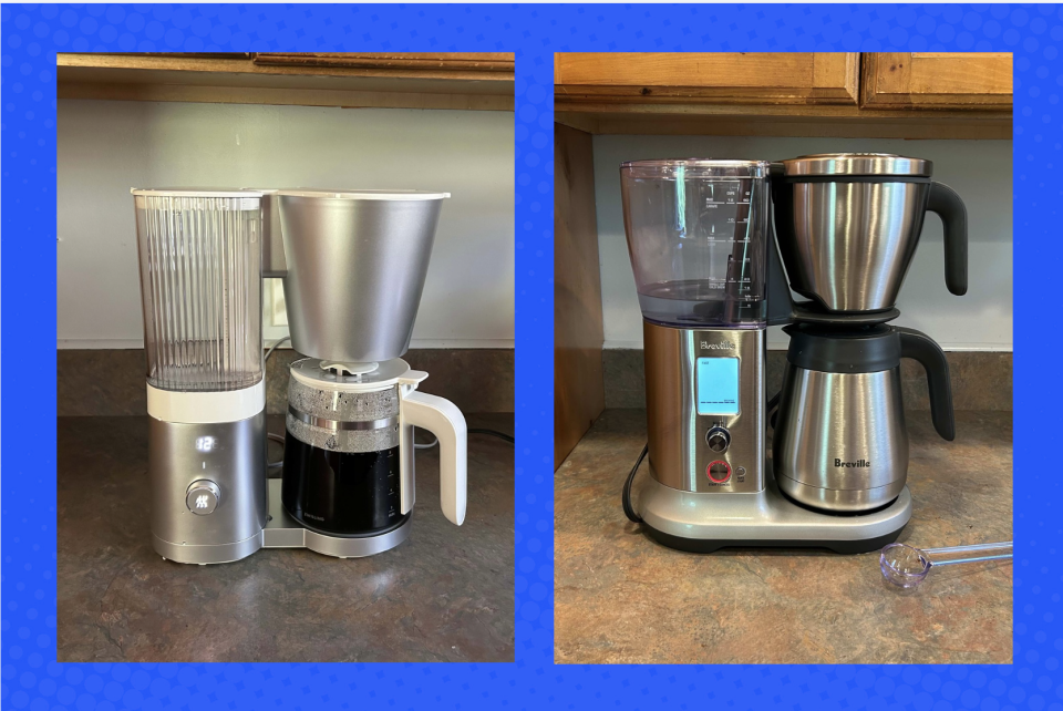 Split image of Zwilling drip coffee maker and Breville drip coffee maker