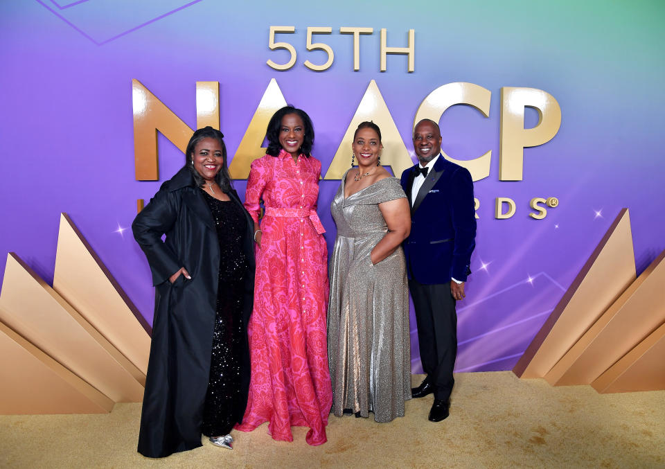 LOS ANGELES, CALIFORNIA - MARCH 16: (L-R) Georgette Dixon, Kristy Fercho, Ruth Jacks and Ron Busby attend the 55th NAACP Image Awards at Shrine Auditorium and Expo Hall on March 16, 2024 in Los Angeles, California. (Photo by Paras Griffin/Getty Images for BET)