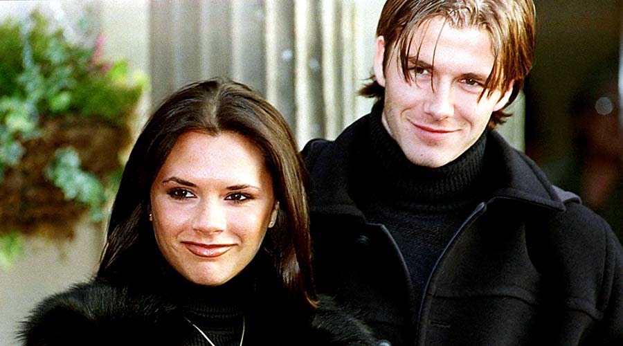 Victoria Adams (Posh Spice) and David Beckham the Manchester United footballer leave the Hotel near Crewe today (Sunday) where the announcement of their future wedding was made.   (Photo by John Giles - PA Images/PA Images via Getty Images)