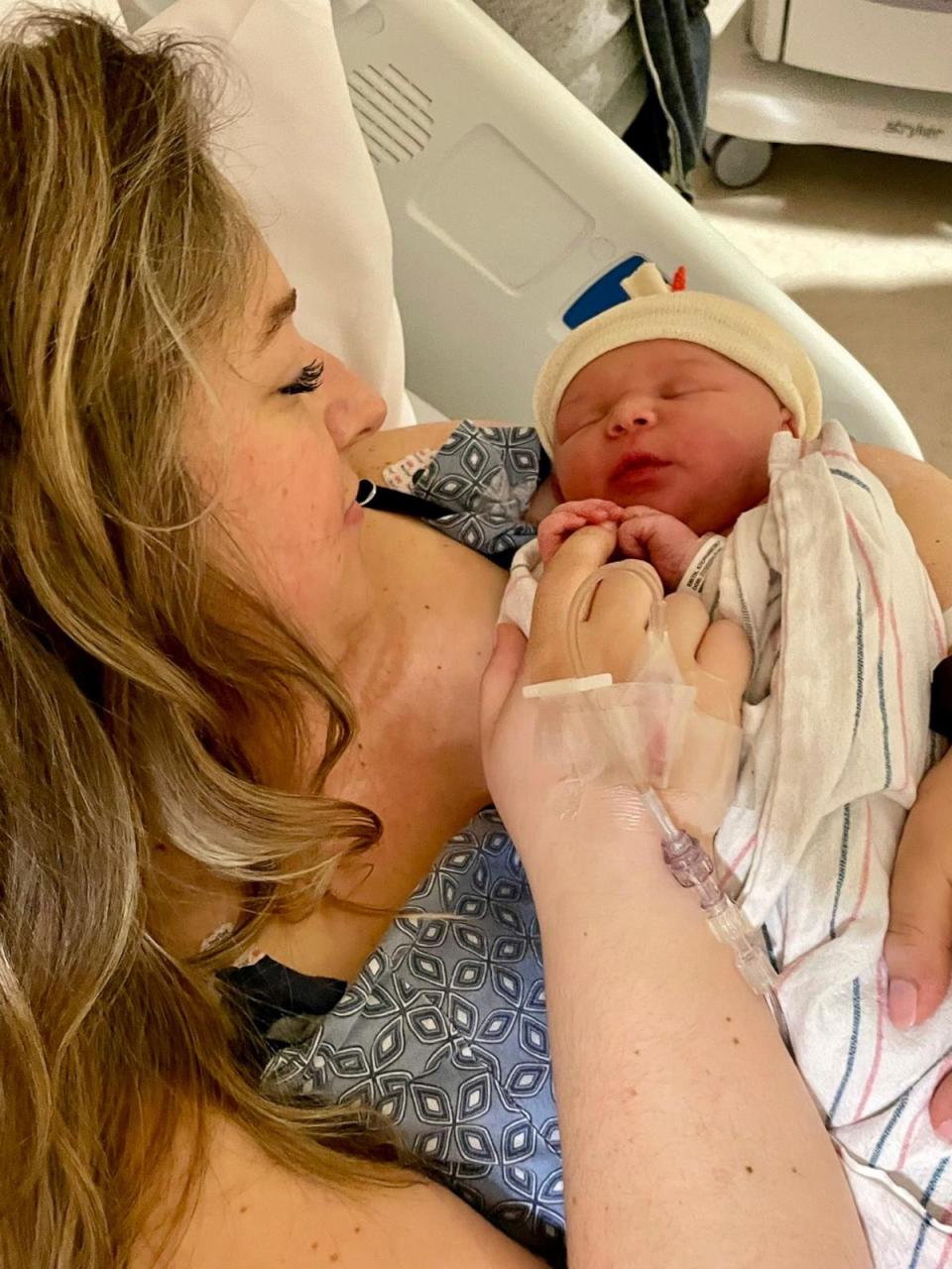 PHOTO: Nurse Stephanie Smith and her son Benjamin, who was born Feb. 26 and is now 7 months old. (UMass Memorial Health)