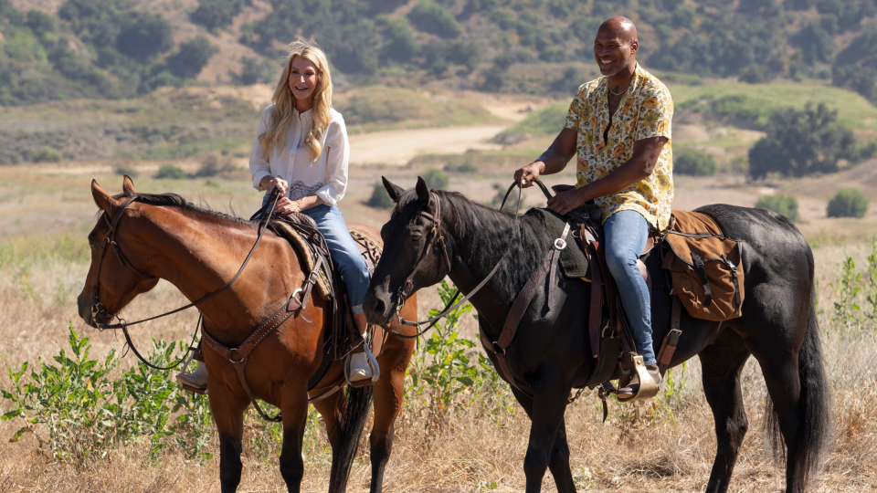 Joan and Jonathan on their horseback riding date (Eric McCandless/Disney)