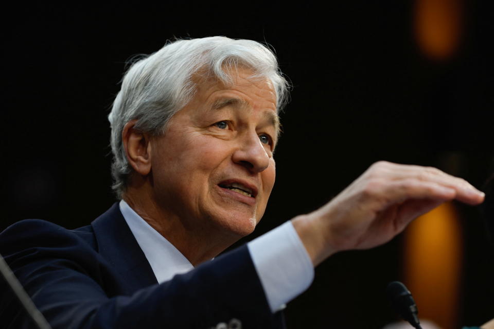 JPMorgan Chase CEO and Chairman Jamie Dimon gestures as he speaks during the U.S. Senate Banking, Housing and Urban Affairs Committee oversight hearing on Wall Street firms, on Capitol Hill in Washington, U.S., December 6, 2023. REUTERS/Evelyn Hockstein