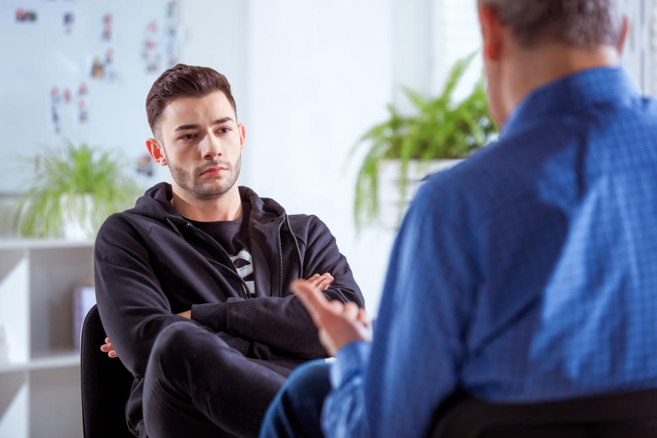 A patient listening to therapist