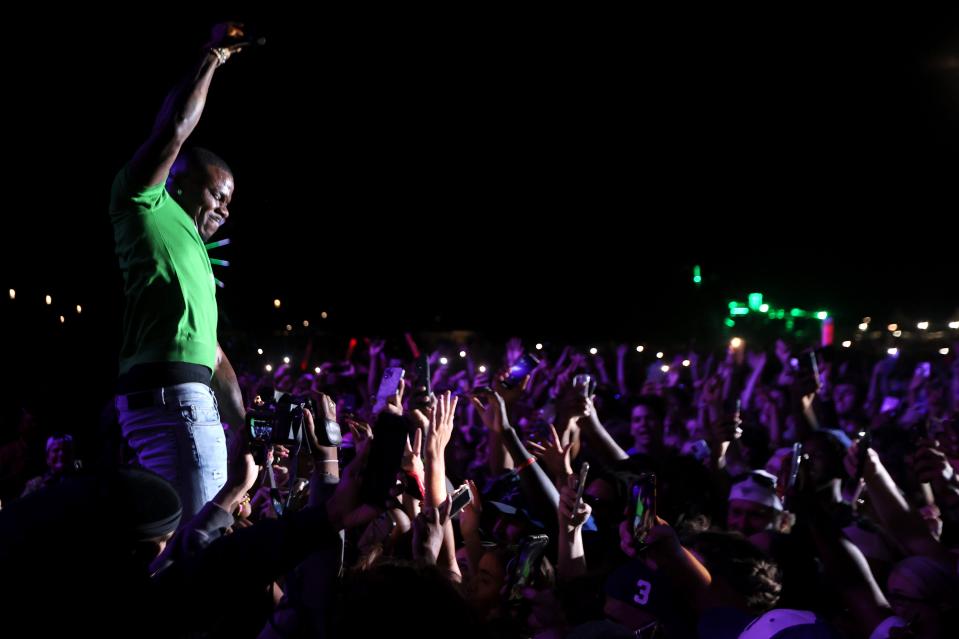 DaBaby performs on Beale Street Music Fest's opening night at Liberty Bowl Park on Friday, April 29, 2022. In 2021, the rapper ignited controversy with homophobic and misleading statements about HIV/AIDS, for which he later apologized.