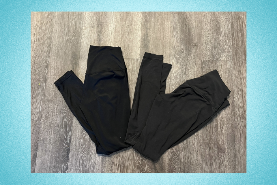 photo of black Colorfulkoala leggings next to black Lululemon Align leggings 