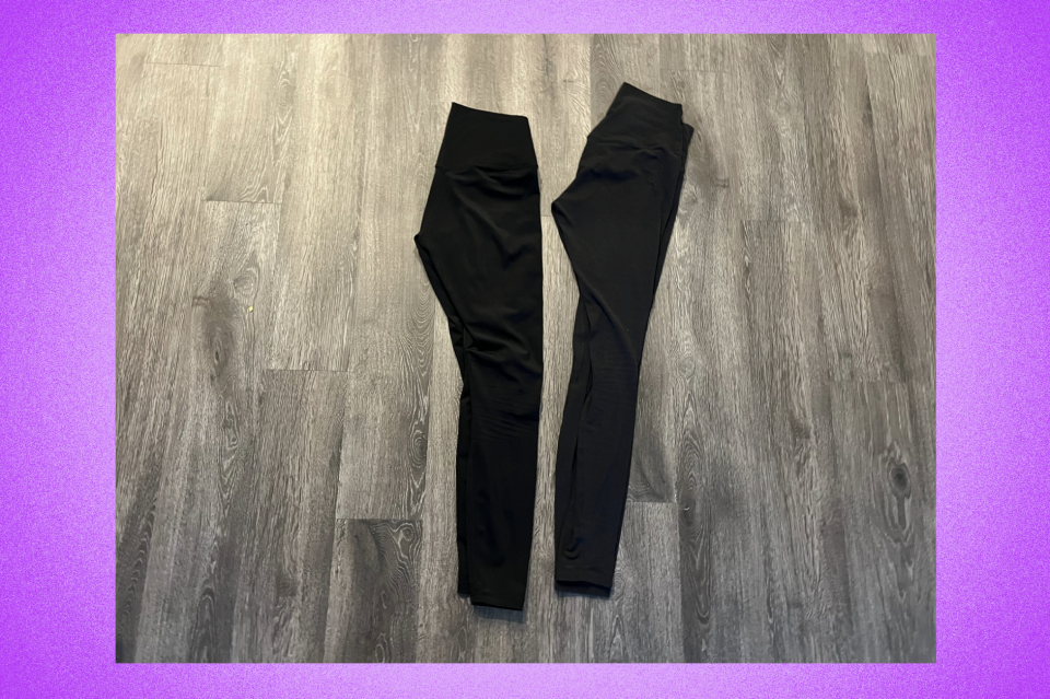 Black Colorfulkoala leggings next to black Lululemon Align leggings