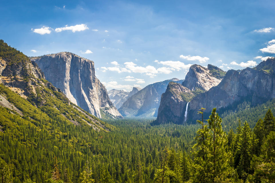 Yosemite Valley, California, USA. Half Dome and El Capitan from Tunnel View