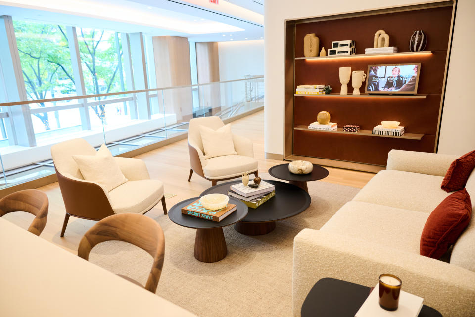 Upstairs 'library' sitting room inside JPMorgan New York financial center.