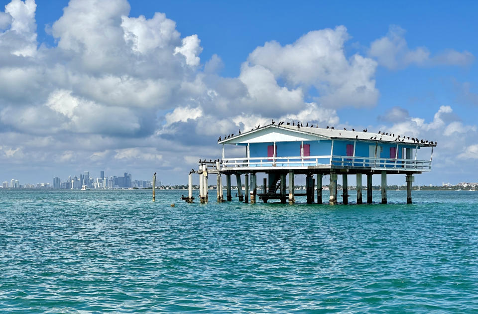 House in Stiltsville on a sunny day in Biscayne Bay in Miami, Florida.