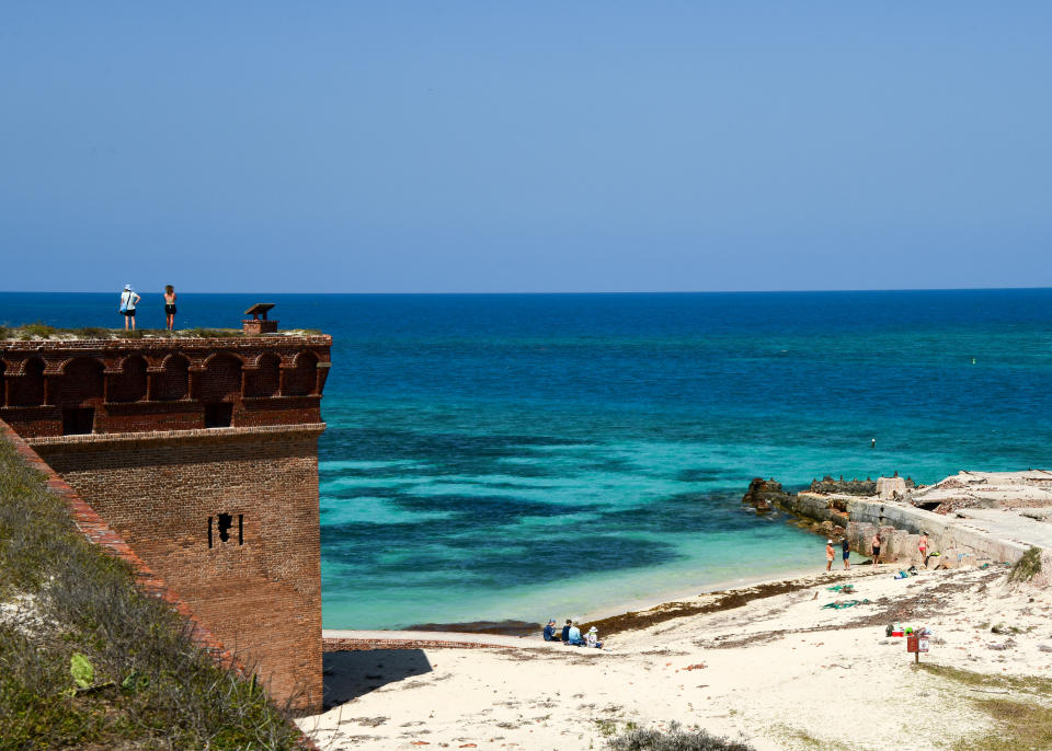 Views from Fort Jefferson of Dry Tortugas National Park, Florida.  Located in the Gulf of Mexico at the juncture of the Atlantic Ocean and The Caribbean Sea.