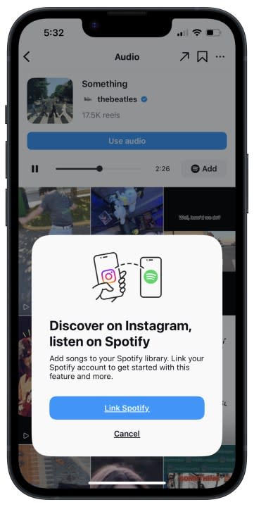 Link Spotify message on Instagram for iOS.