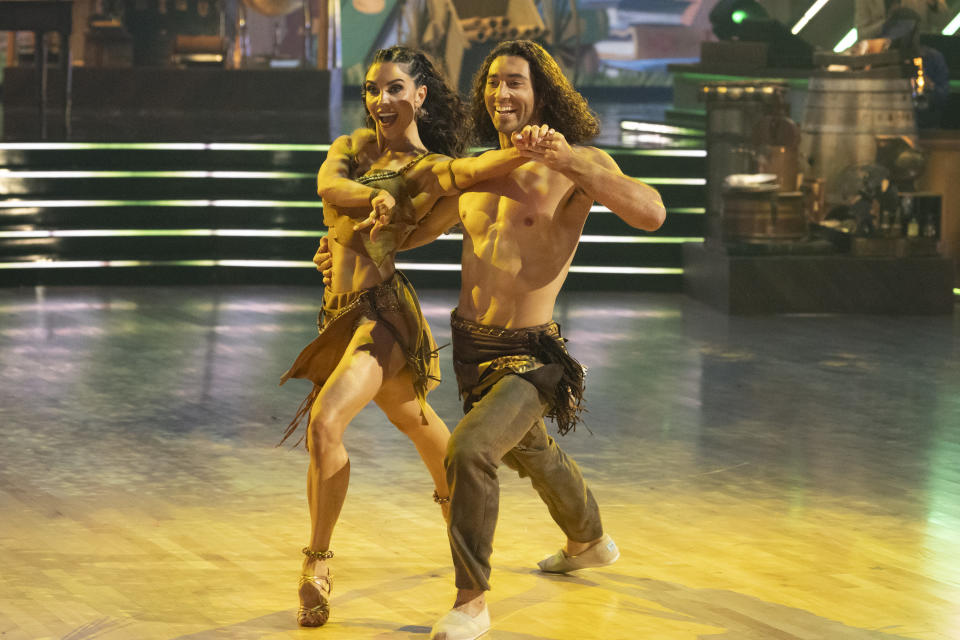 Joey Graziadei and his partner Jenna Johnson did the samba to “Trashin’ the Camp” from Tarzan. (Disney/Eric McCandless)