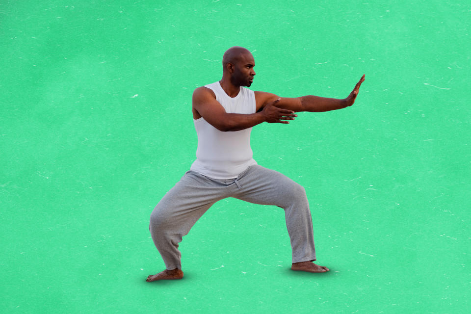 Tai chi. (Photo illustration: Yahoo News; photos: Getty Images)